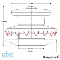 LOXX® Oberteil mit großer Griffkappe - Messing vernickelt